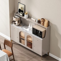 Buffet de luxe italien moderne avec plateau en pierre frittée, armoire de rangement en contreplaqué pour salle à manger, mobilier de maison