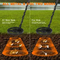 Détecteur de métaux/or souterrain MD5090 avec fréquence de 5,0 kHz, alimentation 9V pour adultes et enfants