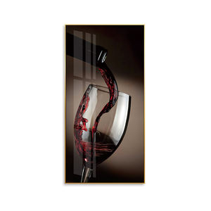 Hogar Hotel Oficina Decoración de pared pez de porcelana de cristal con marco de aleación de aluminio pintura de vidrio con cris - Product Image 2