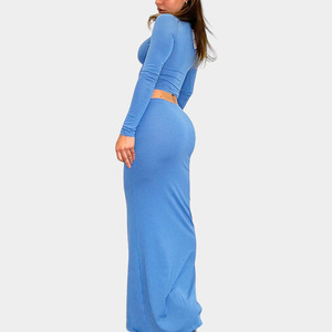 T-Shirt estiva a maniche lunghe da donna Casual Skinny <span class=keywords><strong>Maxi</strong></span> gonna Basic T-Shirt alla moda - Product Image 6