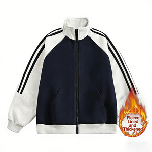 เสื้อแจ็คเก็ตสเวตเชิ้ตสไตล์เรโทรสำหรับผู้ชายและผู้หญิง ดีไซน์ทันสมัย เหมาะสำหรับฤดูใบไม้ผลิและฤดูใบไม้ร่วง แจ็คเก็ตสปอร์ตแบบลำลอง ตกแต่งด้วยการเย็บสีตัดกัน ซิปยาว ผ้าฟลีซ - Product Image 2