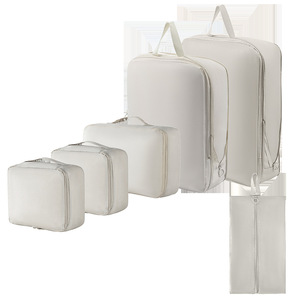 Ensemble de cubes d'emballage de voyage en <span class=keywords><strong>tissu</strong></span> à mémoire de forme, sacs de rangement à double pour vêtements, chaussures, valise de placard - Product Image 5