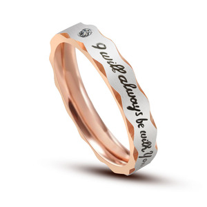 Anillos de pareja de acero de titanio con diseño de letras microincrustadas para hombres y mujeres, joyería de compromiso SA531 532 - Product Image 5