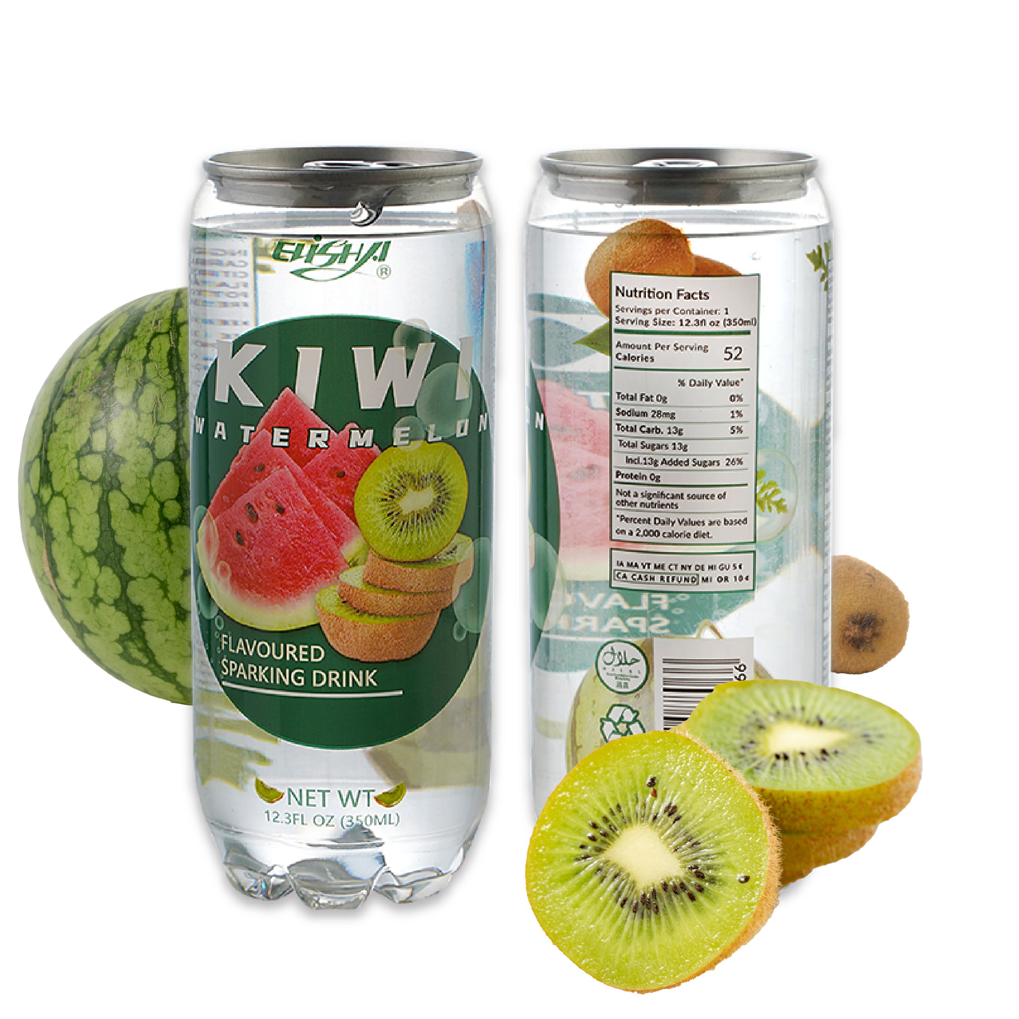 Kivi + kavun lezzet sıvı suyu kutusu suyu tozu PET CAN meyve lezzet köpüklü içecekler CN ananas suyu fruktoz 350ml