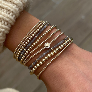 Bracelets en spinelle noire multicouches, bracelets en acier inoxydable perlés de 2 mm pour femmes et hommes, bijoux faits à la main, <span class=keywords><strong>bracelet</strong></span> extensible - Product Image 2