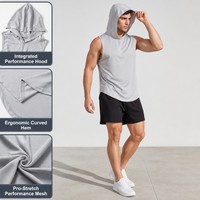 Débardeur à capuche sans manches personnalisé de haute qualité, style logo, séchage rapide, respirant, pour la gym, la course, vêtements de sport OEM ODM
