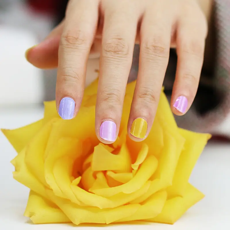 Respetuoso del medio ambiente y de seguridad Auto adhesivo DIY verano apasionado amarillo diseño 100% tiras de esmalte de uñas arte envolturas pegatinas de uñas