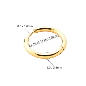 <span class=keywords><strong>Pendientes</strong></span> de Aro Huggie de Acero Inoxidable, Chapados en Plata y Oro, de 1.2-5mm, 6mm, 8mm, 10-20mm, 14k, 18k, con Anillo de Salto, en Tamaños Pequeños, <span class=keywords><strong>Mini</strong></span>, Grandes y Gruesos - Product Image 3