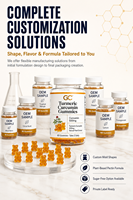 Gummies au Curcuma et à la Curcumine 500mg Extrait Végétal Naturel Antioxydant Adulte 60 Unités OEM ODM Marque Privée Formule Personnalisée