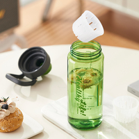 Bouteille d'eau en plastique Yiben 620ML avec infuseur Bouteille de sport à boire écologique transparente avec poignée Logo personnalisé et couleur