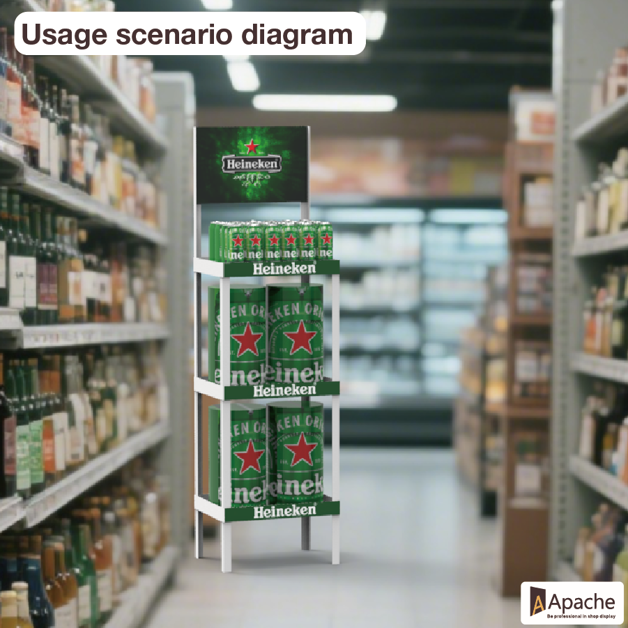 Beviis Custom Light Duty Beer Display Stand Plastic PVC Floor Rack Beer Shelves for Beer Shop Large Supermarket — view 6