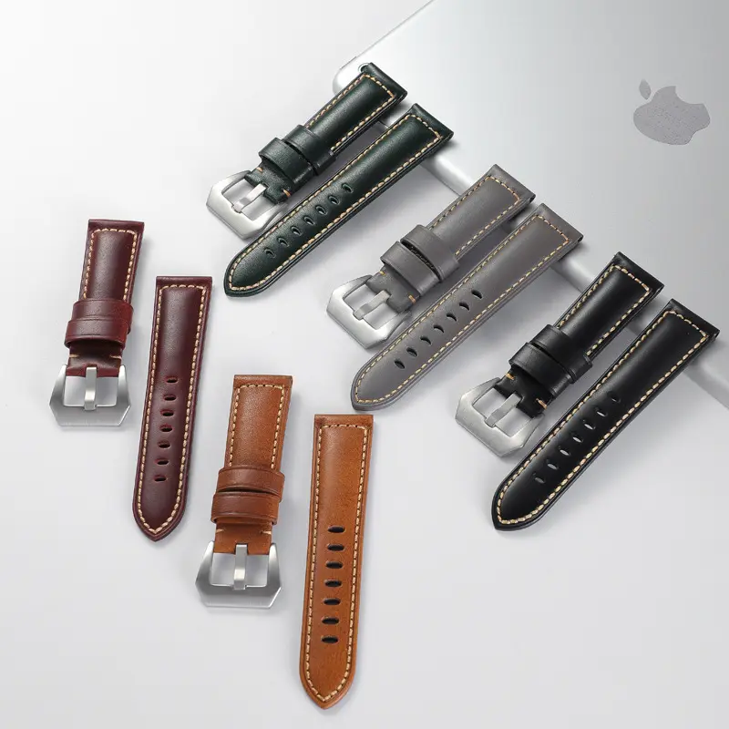 Luxus mode Echt leder Uhren armband robust 20mm 22mm 24mm