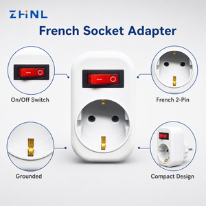 เต้ารับไฟฟ้า ZHNL 16A 250V แบบ 2 ขา แปลงเป็นปลั๊กแบบฝรั่งเศส เยอรมัน ปลั๊กอเนกประสงค์สำหรับเดินทาง ปลั๊กต่อพ่วงแบบรางหลายช่อง อะแดปเตอร์<span class=keywords><strong>ไฟฟ้า</strong></span> - Product Image 3