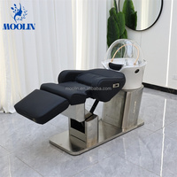 Fauteuil de lavage électrique noir moderne MOOLIN avec lit de massage et bassin en céramique pour usage en salle de sport et en salon