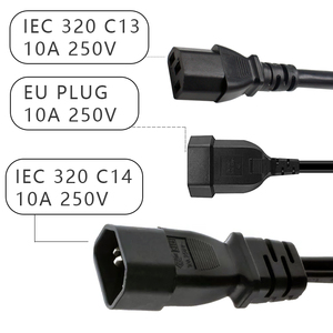 Customized Y Spliter Power Cord IEC320 C14 <strong>Plug</strong> 3-Prong Male Power Cable Cord AC Power Adapter to C13+eu Female <strong>Plug</strong> 2Pin Female <strong>Socket</strong> - Product Image 2