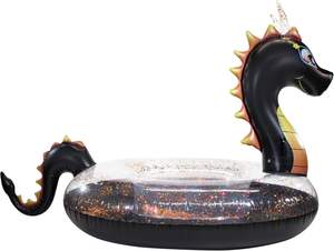 Flotteur de piscine gonflable géant en PVC Dragon noir MAKE WAVES avec paillettes scintillantes pour adultes - Product Image 5