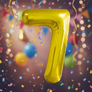 Palloncino in Foil Numero 7 'Party Love' 45cm, Decorazione Metallica per Feste di Compleanno per Bambini - Product Image 3