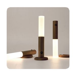 BAHE portatile portatile in legno intelligente USB ricarica casa lampada da parete LED magnetico Auto PIR Stick sensore di movimento notte luce 2024 - Product Image 3