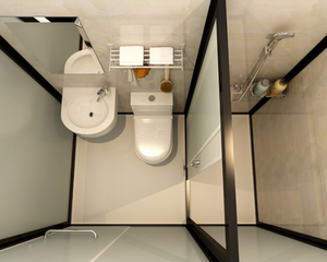 Cabine <span class=keywords><strong>de</strong></span> <span class=keywords><strong>douche</strong></span> à cadre en aluminium avec cadre coulissant pour salle <span class=keywords><strong>de</strong></span> bain préfabriquée mobile rustique moderne intégrée pour hôtel, maison, <span class=keywords><strong>style</strong></span> rural simple - Product Image 5