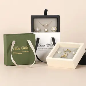 Boîte cadeau avec dossier de fichier, tiroir d'affichage Portable, boîtes d'emballage de bijoux, boîte d'emballage de bijoux avec poignée