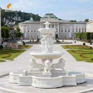 Mily đài phun nước bằng đá cẩm thạch lớn với sư tử và hình điêu khắc cho trang trí biệt thự sân vườn - Product Image 1