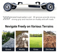 Planche Électrique Motorisée Tout-Terrain de Sport, Longboard Volant 800W avec Moteur, Patin Électrique 4x4 40km pour Adulte