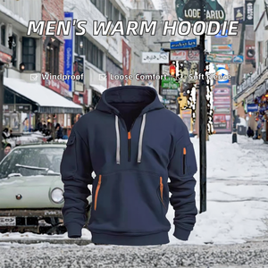 Sudadera con Capucha para Hombre, Invierno, Sólida, Poliéster y Algodón, Forro Polar, 350 Gramos, Transpirable, Resistente al Viento, Ecológica, Corte Holgado - Product Image 2