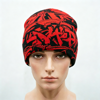Gorros de Punto de Invierno con Diseño de Camuflaje y Patrón de Puntos Bordados Personalizados, con Lazos, 100% Acrílico, Unisex, Ajustados