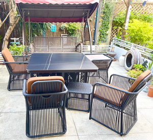 Set di Mobili <span class=keywords><strong>da</strong></span> Giardino in Rattan, Tavoli e Sedie per Esterni, Resistenti all'Acqua e al Sole - Product Image 2