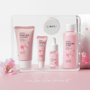 热卖洁面乳爽肤水血清眼霜保湿有机日本樱花再生护肤套装 - Product Image 2
