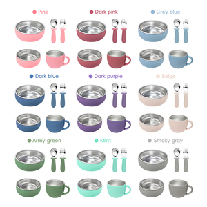 Ensemble de 6 pièces pour l'alimentation des bébés, compatible lave-vaisselle, en acier inoxydable et silicone, bol, tasse, récipient multifonctionnel pour repas d'enfants - Product Image 6