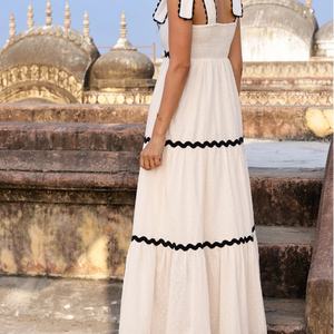 Vestidos de Verano de Algodón Elegantes para Mujer, Diseño Chic de Última Moda, Color Liso, 100% Algodón, Vestido Maxi Informal para Mujer - Product Image 6