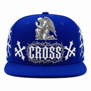 <span class=keywords><strong>Gorra</strong></span> Snapback Personalizada con Bordado de Cruz Gótica, Azul Rey, Visera Plana, Diseño de Calavera de Ángel, OEM, Estilo Old English Streetwear - Product Image 5