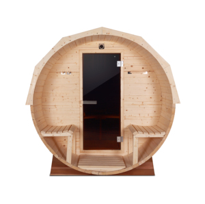 Sauna panoramique en tonneau de côtes avec fenêtre en acrylique en pin ou cèdre pour 2-8 personnes - Product Image 3