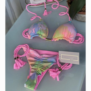 Costume Da Bagno 3 Pezzi Per Bambina, Motivo Floreale Tropicale Con Gonna, Verde Taglia 13-14 Anni
