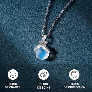 Collares de Moda de Acero de Titanio Personalizables al por Mayor - Collar de Cadena con Piedra Lunar Dorada y Plateada, Regalo para Mujer - Product Image 3