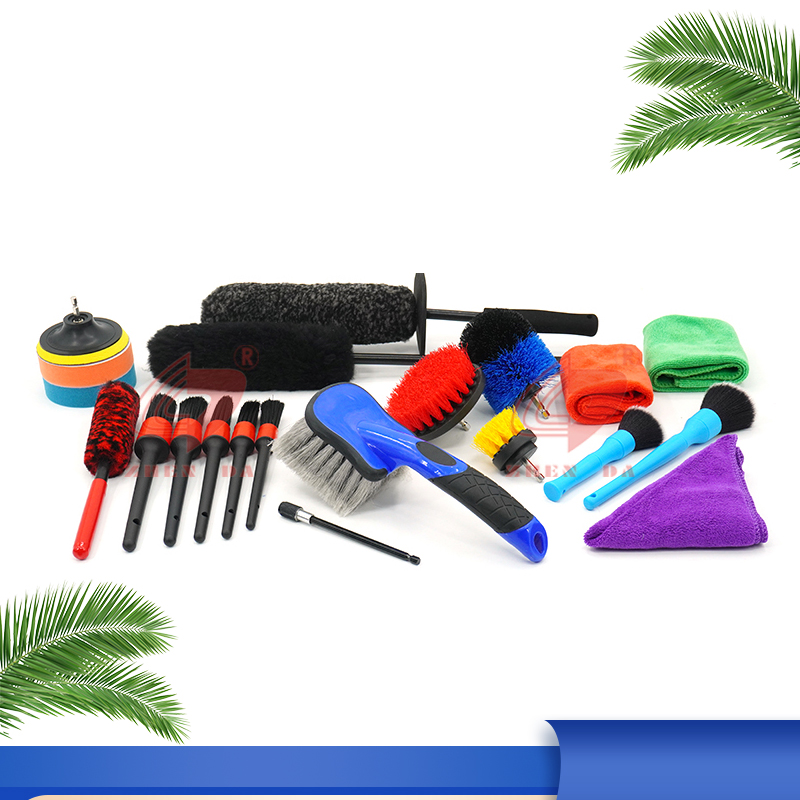 Soft Bristle Car Wheel Detailing Brush Black 3 Pieces Set