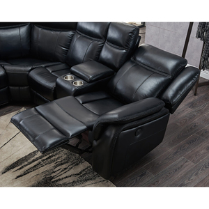 <b>Black</b> Faux Leather <b>Sofa</b> Set Tufted Upholstered Modern Design - Product Image 3