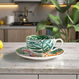 Wholesale Luxury Bone China Dinnerware <b>Sets</b> Eco-Friendly Porcelain Dinner Plates with Tropical Rainforest Design for Dinner - Product Image 2