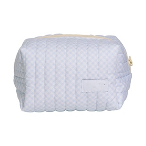 Pochette en coton gingham personnalisée, légère, douce et portable, <span class=keywords><strong>sac</strong></span> de transport quotidien en coton biologique, <span class=keywords><strong>sac</strong></span> cosmétique <span class=keywords><strong>matelassé</strong></span> spacieux pour usage quotidien - Product Image 4