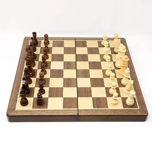 Factory Suppliers Classical Antique Laser Engraving Wooden Foldable Chess Games Plate Sets India