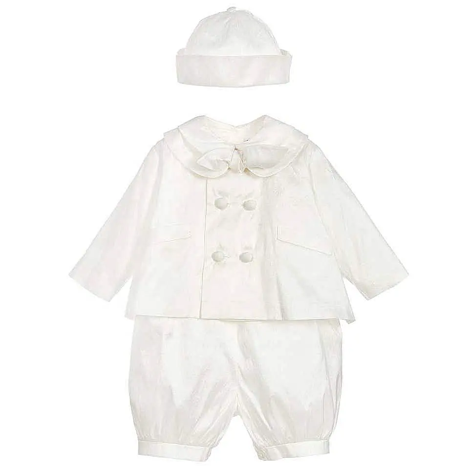 Hochwertige Satin 3 Stück Set Taufe Kleinkind Baby Jungen Tauf kleidung