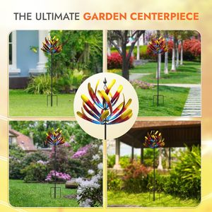 เครื่องปั่นลมโลหะขนาดใหญ่ทนทานหมุนดอกไม้สีสันสดใสสำหรับตกแต่งสวนในสวนคริสต์มาสและเป็นของขวัญ - Product Image 4