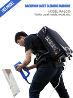 Mochila móvil portátil 50W 100W Dispositivo de máquina de limpieza láser de pulso para eliminación de óxido de metal Precio de fábrica chino