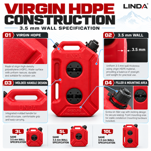<span class=keywords><strong>Bidon</strong></span> de Carburant 3L 5L <span class=keywords><strong>10L</strong></span> HDPE avec Bec Verseur et Supports de Verrouillage pour Moto, VTT, UTV, 4x4, Tout-Terrain LINDA - Product Image 4
