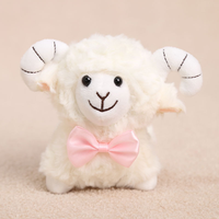 Porte-clés en peluche agneau mignon avec nœud papillon, personnalisable avec logo OEM, peluche douce, mascotte du zodiaque, jouet animal en peluche pour cadeau, vente en gros