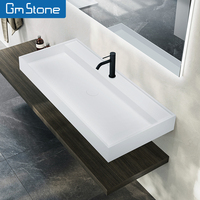 Design moderne, lave-mains mural au fini mat, égouttoir rectangulaire en acrylique à surface solide pour la maison, l'hôtel et la salle de bain.