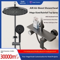 Ensemble de douche thermostatique à quatre fonctions CE ROHS, en aluminium, mural, avec jet de pluie, jet doux et jet massant, barre coulissante, pour hôtel et villa