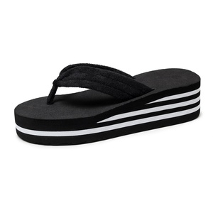 <strong>Women's</strong> High-Heeled Herringbone Toe Black <strong>White</strong> Striped Non-Slip Thick-Soled Summer Beach <strong>Flip-Flops</strong> - Product Image 5