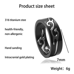 <b>Titanium</b> Steel Flame <b>Ring</b> <b>Black</b> Unisex Daily Wear Jewelry 2303 - Product Image 3
